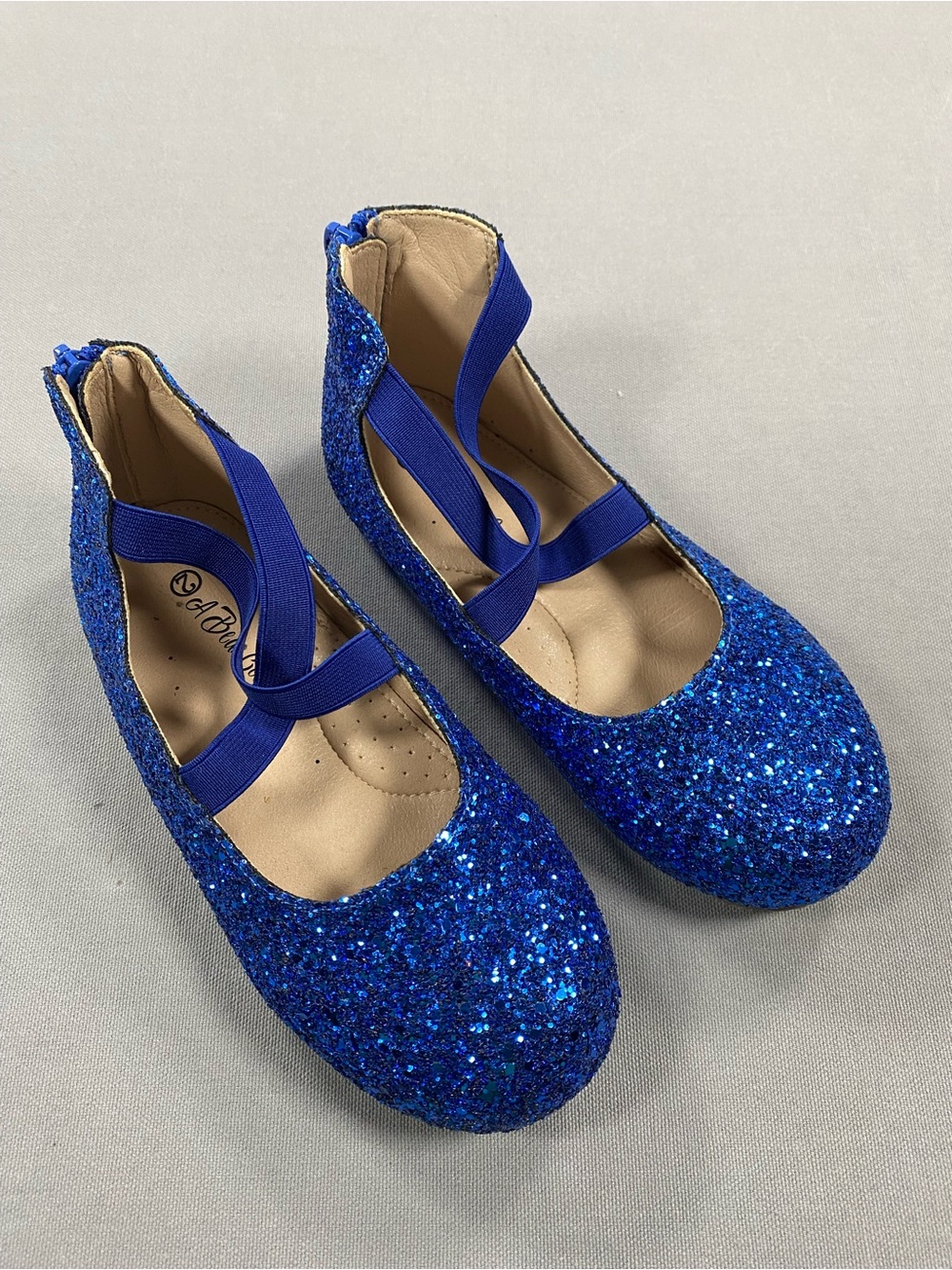 A Bear Co Girls' Sparkling Royal Blue Dress Flats with Crisscross Elastic Straps